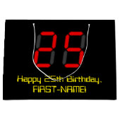 25e verjaardag: Red Digital Clock Style "25" + naa Groot Cadeauzakje (Voorkant)