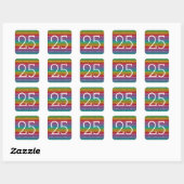 25e verjaardag regenboog strepen vierkante sticker (Vel)