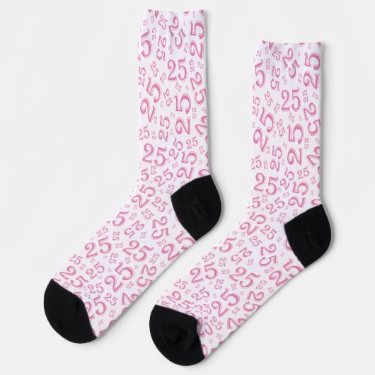 25e verjaardag Roze Random Number Pattern Sokken (Links)