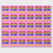 25e verjaardag: Roze strips & harten, regenboognr. Cadeaupapier (Vlak)