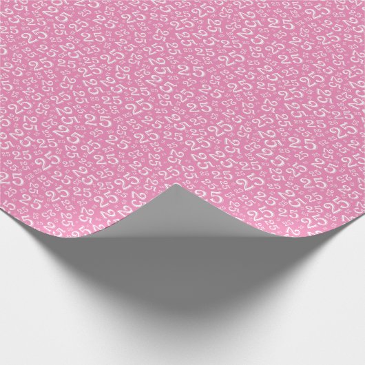 25e verjaardag Roze/White Random Number Pattern 25 Cadeaupapier (Hoek)