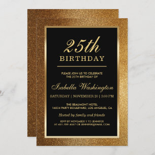 25e verjaardag   Trendy Glam Gold Glitter Kaart