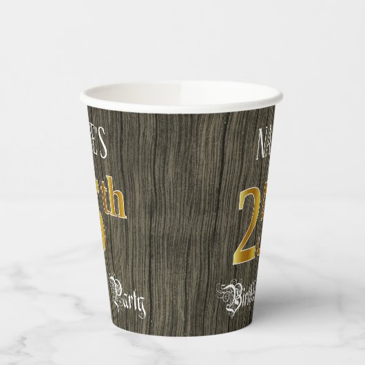 25e verjaardag van de Faux Gold & Faux Wood Papieren Bekers (Links)