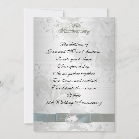 25e verjaardag van ouderschapsuitnodiging kaart (Voorkant)