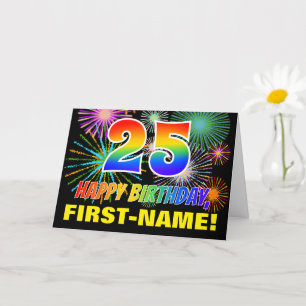 25e verjaardag: Vet, Plezier, Vuurwerk, Regenboog Kaart