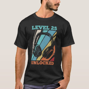 25e verjaardag Video Gamer Level 25 zonder vergren T-shirt