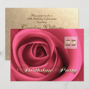 25e verjaardag viering elegante roze roos kaart