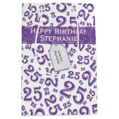 25e verjaardag Willekeurig cijferpatroon Paars/Wit Medium Cadeauzakje (Voorkant)