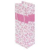 25e Verjaardag Willekeurig Nummer Patroon Roze/Wit Wijn Cadeautas (Achterkant Gekanteld)