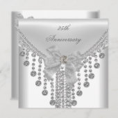 25e verjaardag Witte Zilveren Overlay Boog Sieraad Kaart (Voorkant / Achterkant)