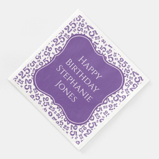 25e verjaardag zwart/wit beugel nummer patroon servet (Hoek)