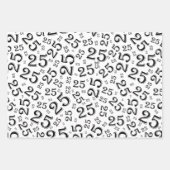 25e verjaardag zwart-wit Random Number Pattern Inpakpapier Vel (Voorkant 3)
