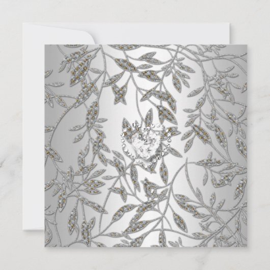 25e verjaardagsfeest Damast Zilver Grijs 2 Kaart (Achterkant)