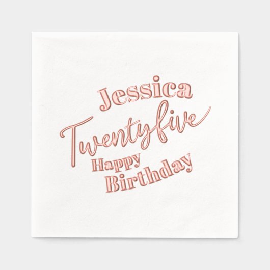25e Verjaardagsfeest Vijfentwintig script roos gou Folie Servetten (Voorkant)