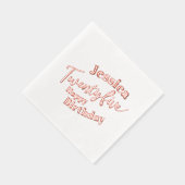 25e Verjaardagsfeest Vijfentwintig script roos gou Folie Servetten (Rechts)