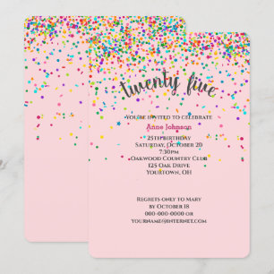 25e verjaardagsfeestje confetti uitnodiging