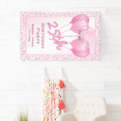 25e welkomstroze & wit willekeurig nummerpatroon 2 spandoek (Insitu)