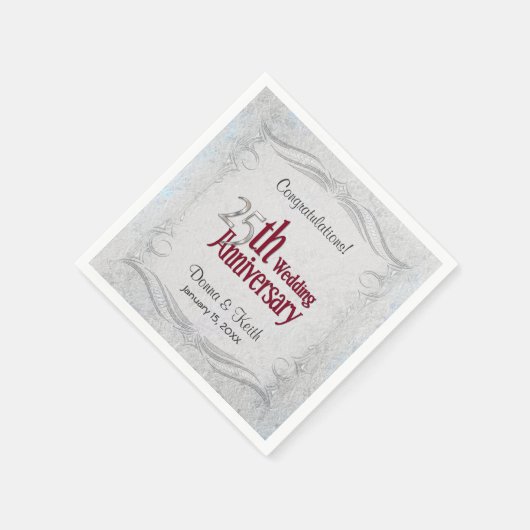 25e Zilver en Bourgogne Jubileum - Aanpassen Servetten (Hoek)