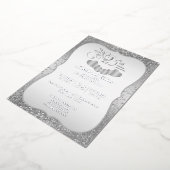 25e Zilver Glitter Jubileum Folie Uitnodiging (Gedraaid)