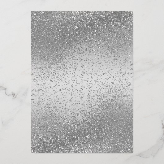 25e Zilver Glitter Jubileum Folie Uitnodiging (Achterkant)