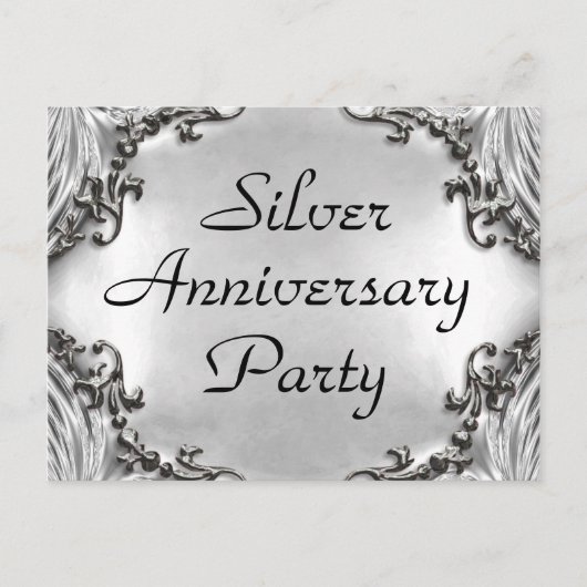 25e Zilver Jubileum Party Invitation Briefkaarten (Voorkant)