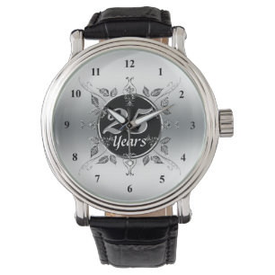 25e zilveren bruiloft Jubileum   25 jaar Elegant Horloge