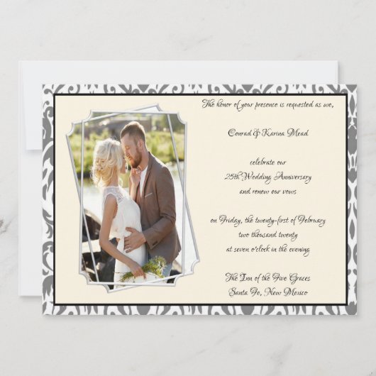 25e Zilveren Bruiloft Jubileum Feest Kaart (Voorkant)