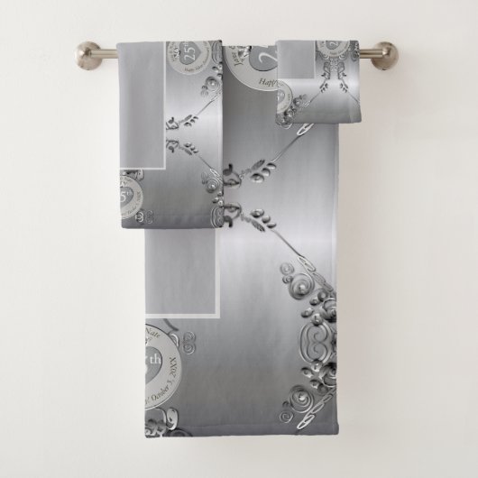 25e zilveren bruiloft Jubileum handdoek (Insitu)