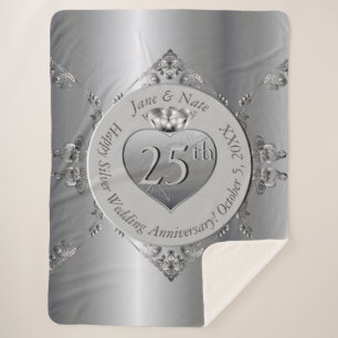 25e zilveren bruiloft Jubileum Sherpa Deken