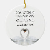 25e zilveren bruiloft witte zwanen houden van lief keramisch ornament (Voorkant)