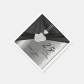 25e zilveren en zwarte bruiloft Jubileum ontwerp Servet (Hoek)