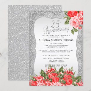 25e Zilveren Glitter Huwelijksjubileum Doe-het-z Kaart