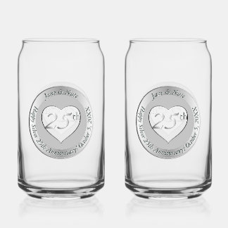 25e zilveren huwelijksjubileum blikvorm glas
