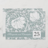 25e zilveren huwelijksjubileum bloemen uitnodiging (Voorkant / Achterkant)