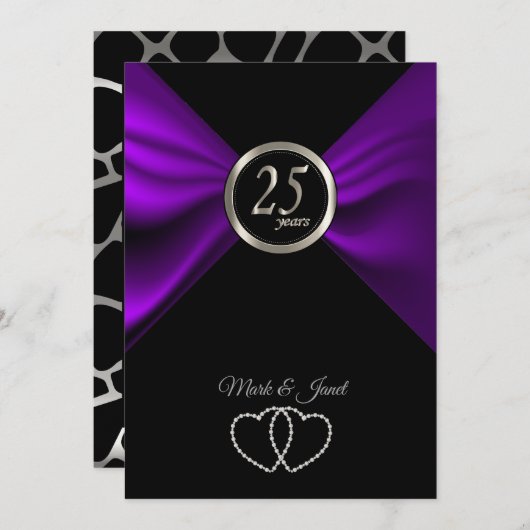 25e Zilveren Huwelijksjubileum - Giraffe Patroon Kaart (Voorkant / Achterkant)