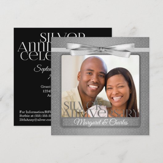 25e zilveren huwelijksjubileum met foto kaart (Voorkant / Achterkant)