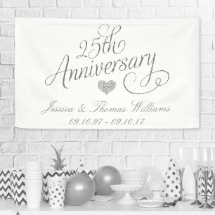 25e zilveren huwelijksjubileum spandoek