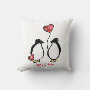25e zilveren huwelijksverjaardag pinguïn kussen