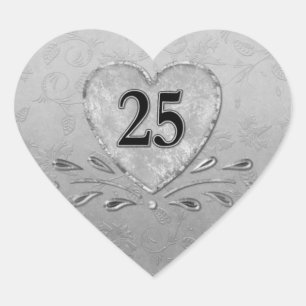 25e zilveren Jubilea hart Sticker