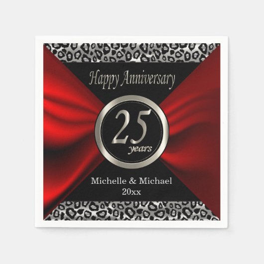 25e Zilverweddenschap Jubileum | Leopard Pattern Servet (Voorkant)