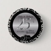 25e Zilverweddenschap Jubileum Ronde Button 5,7 Cm (Voorkant)