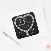 25e Zilverweddenschap Jubileum Vierkante Sticker (Envelop)