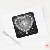 25e Zilverweddenschap Jubileum Vierkante Sticker (Envelop)