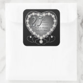 25e Zilverweddenschap Jubileum Vierkante Sticker (Tas)