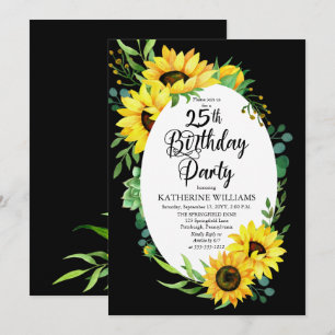 25e Zonnebloem van de Birthday Party Eucalyptus Kaart
