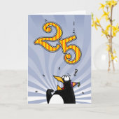 25ème anniversaire - carte de surprise de pingouin (Fleur jaune)