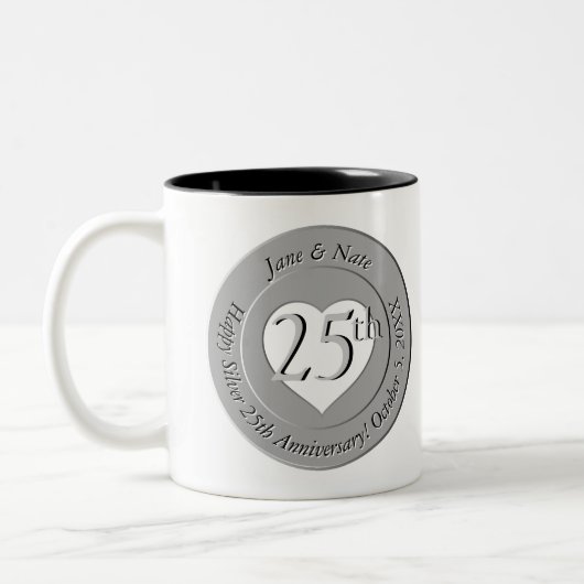 25ème Anniversaire de Mariage d'or Mug (Gauche)