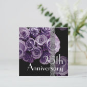 25ème Invitation d'anniversaire - roses POURPRES (Debout devant)