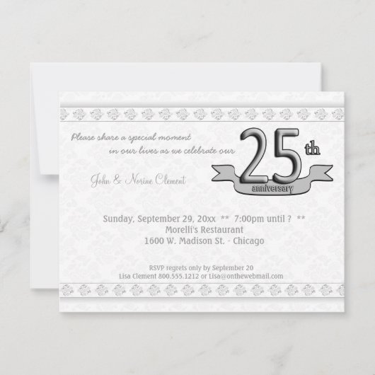 25ème invitation de célébration d'anniversaire de (Devant)