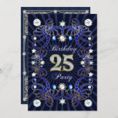 25ème invitation de fête d'anniversaire avec les (Devant / Derrière)